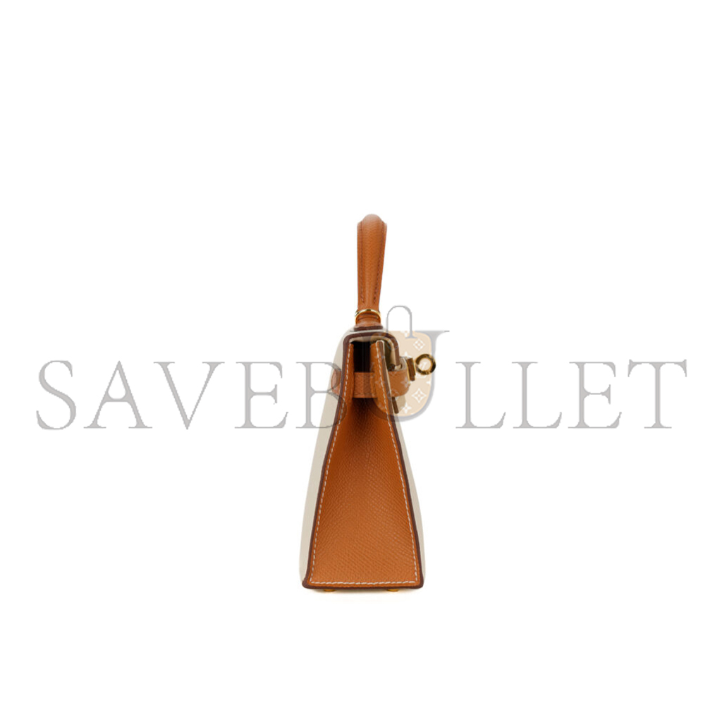 H**mes master mini kelly ii cream white epsom gold hardware (19*12*5.5cm)